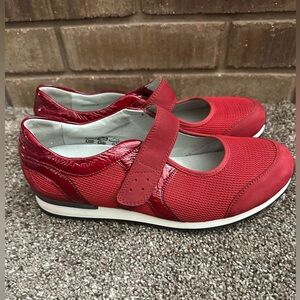Waldläufer H-Hiroko Red Mesh Mary Jane Comfort Sneakers - Size 7.5